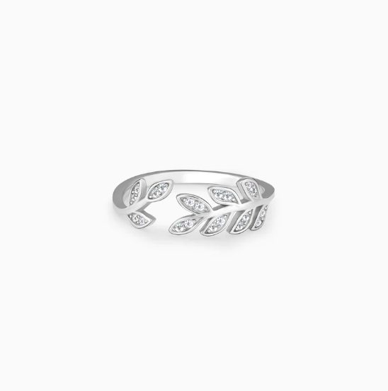 Anushka Sharma Silver Zircon Leaf Ring