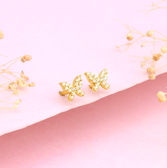Golden Butterfly Studded Affair Earrings