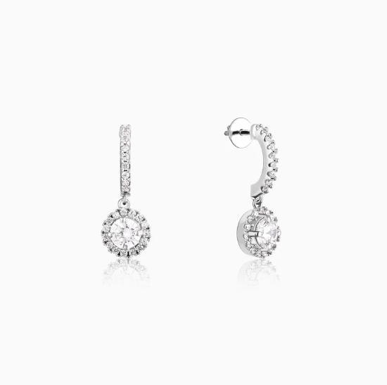 Silver Zircon Drizzle Drop Earrings