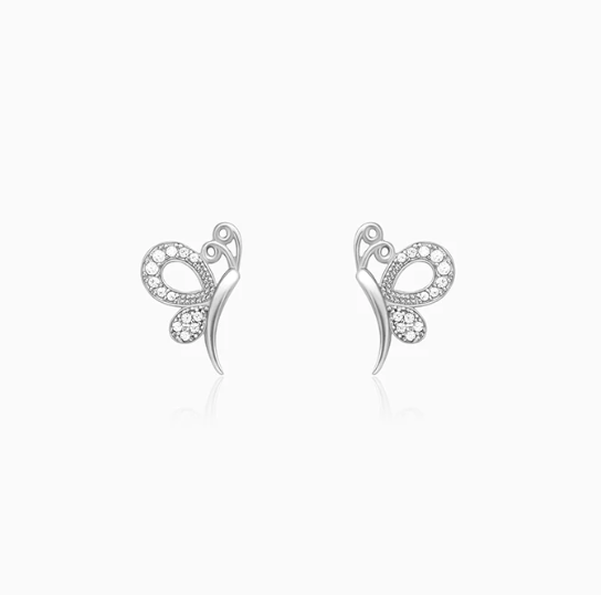 Silver Love Like A Butterfly Studs