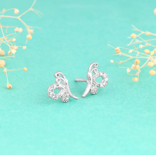 Silver Love Like A Butterfly Studs