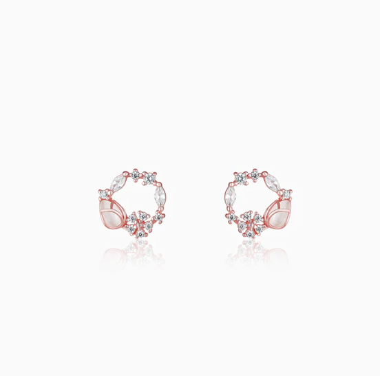 Rose Gold Drop Wreath Studs