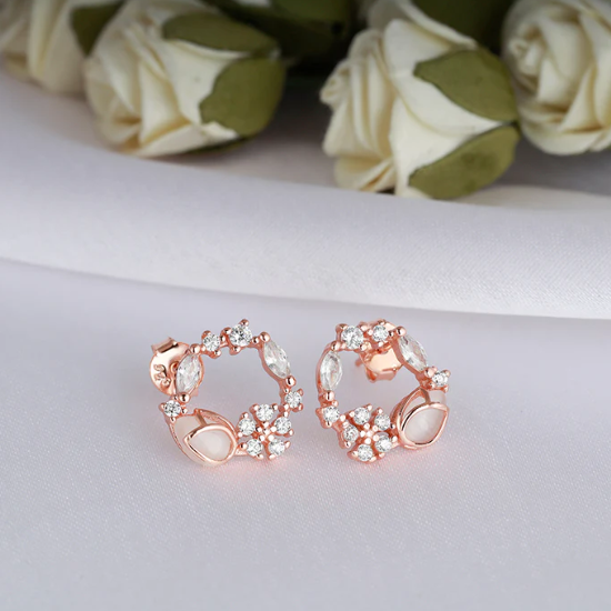 Rose Gold Drop Wreath Studs