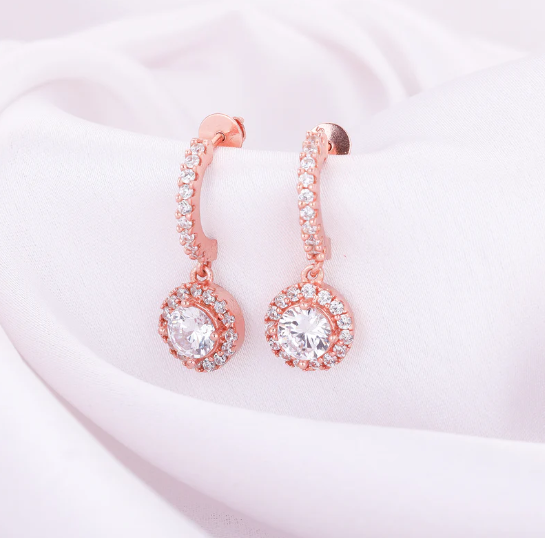 Rose Gold Zircon Drizzle Drop Earrings