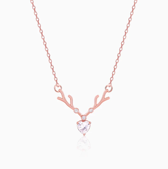Rose Gold Deer Heart Necklace