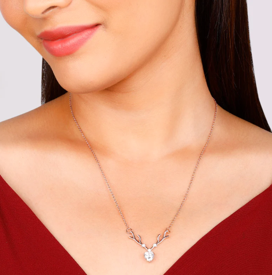 Rose Gold Deer Heart Necklace