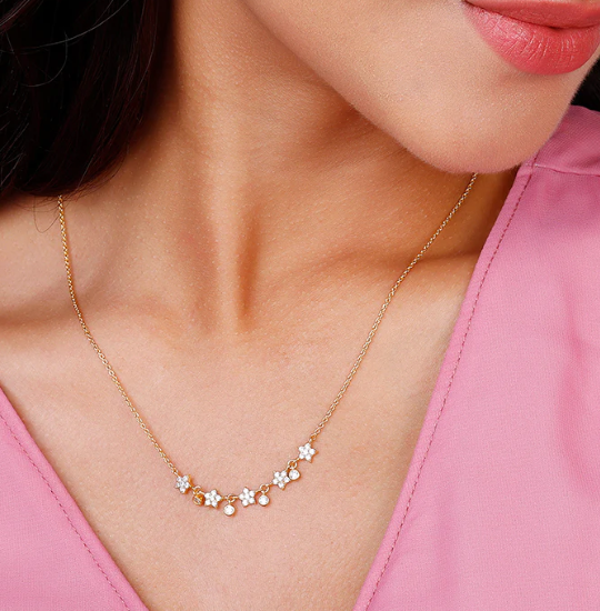 Golden Floral Serenade Necklace