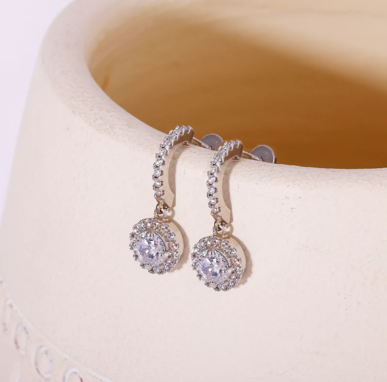 Silver Zircon Drizzle Drop Earrings