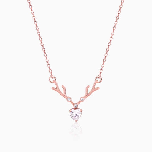 Rose Gold Deer Heart Necklace